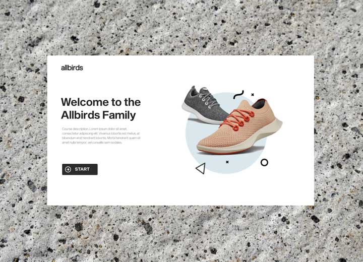 Onboarding eLearning course for retail allbirds