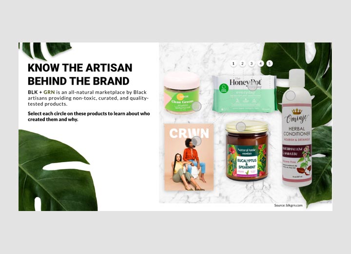 All-natural marketplace black products microlearning interaction